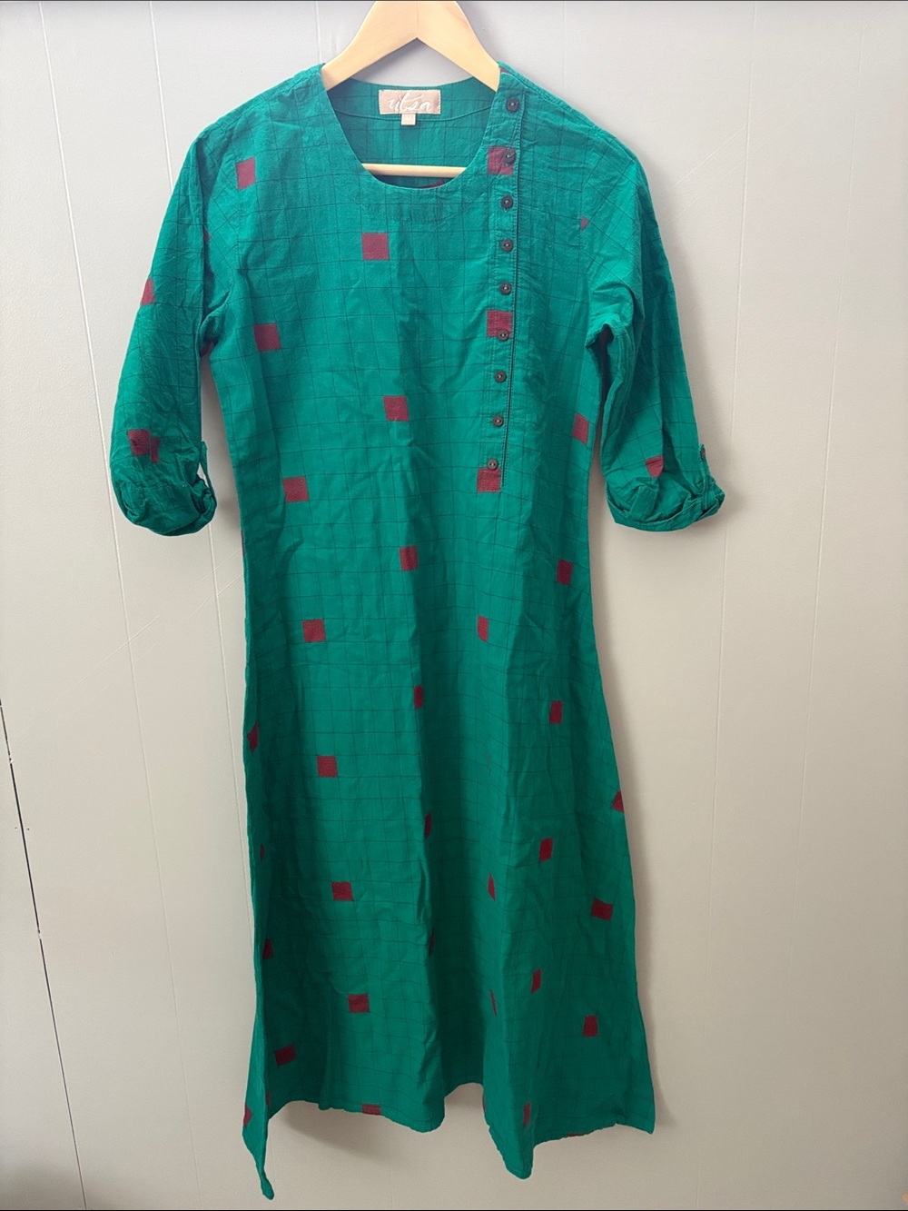 Utsa Women’s Medium Green Dress 100% Cotton
